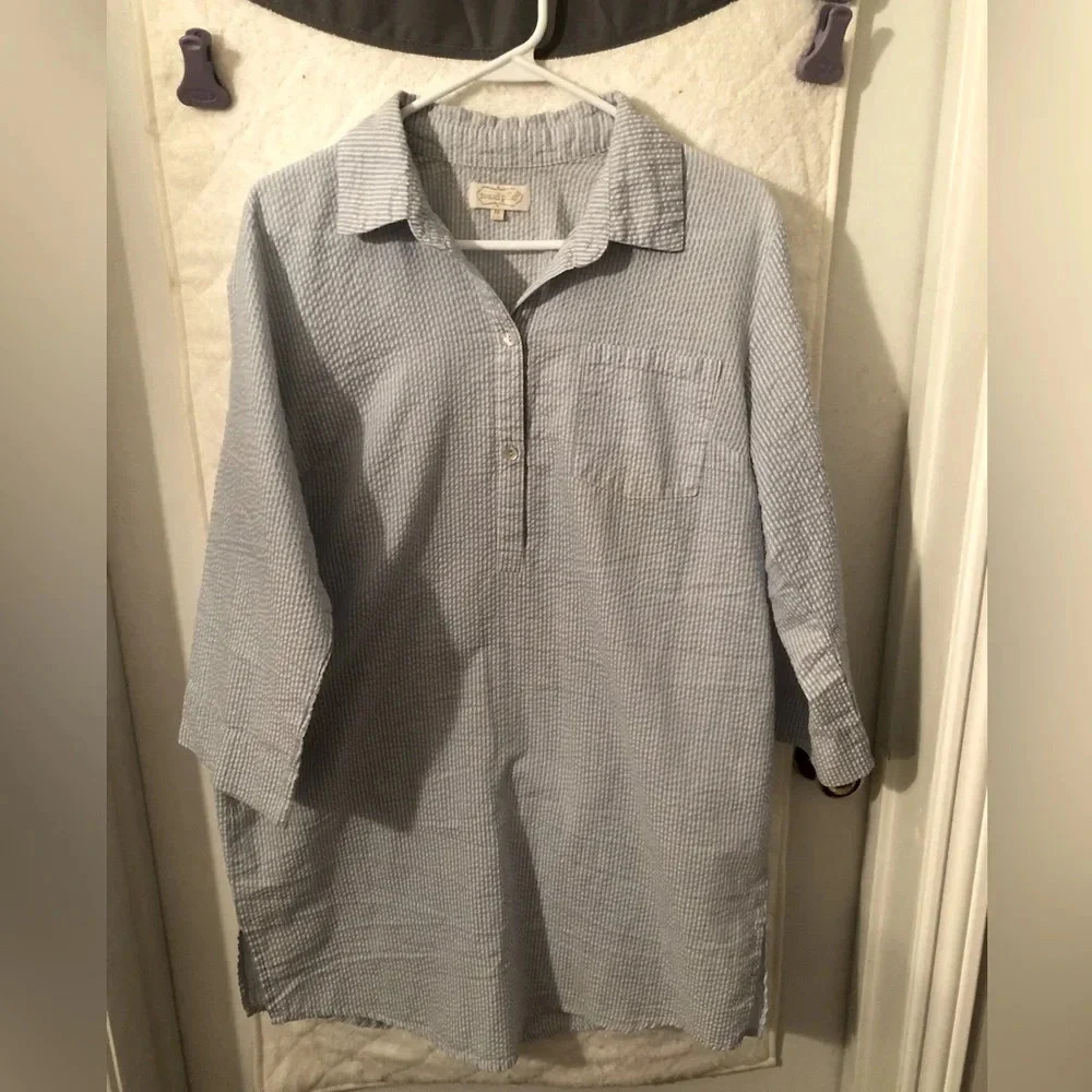 Mudpie Blue and White Seersucker Collared Dress